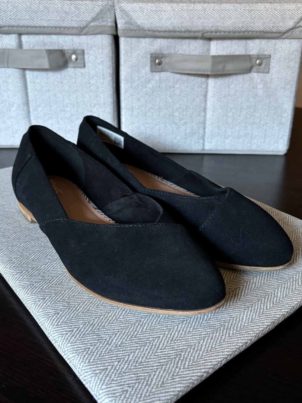 Toms Black Pointed Toe Slip-On Flats